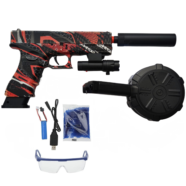 Best Gel Blaster Glock Pistol With Premium Red Camo Skin Gel Shooters